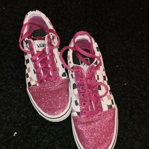 Van pink glitter multi colored checker board